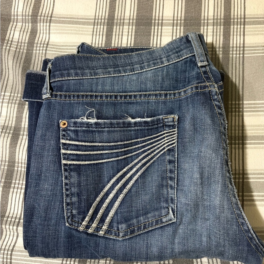 7 For All Mankind Blue Flare Wide Leg Jeans